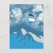 gondelrit | Ski Mountain Winter Schilderij Briefkaart (Voorkant)
