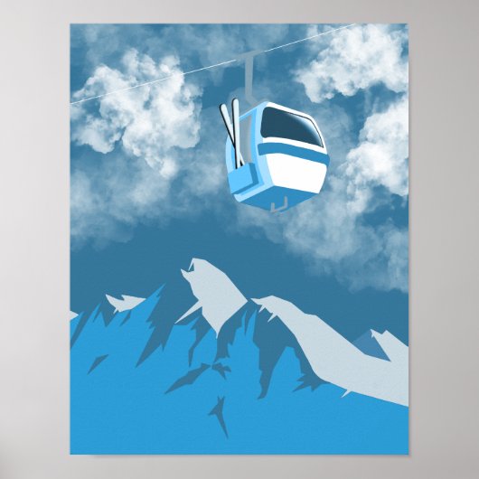 gondelrit | Ski Mountain Winter Schilderij Poster (Voorkant)