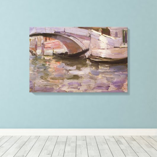 Gondels door John Singer Sargent, Impressionisme K Canvas Afdruk (Insitu (Houten vloer))