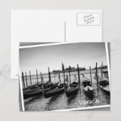 Gondels in Venetië in zwart-wit Briefkaart (Voorkant / Achterkant)