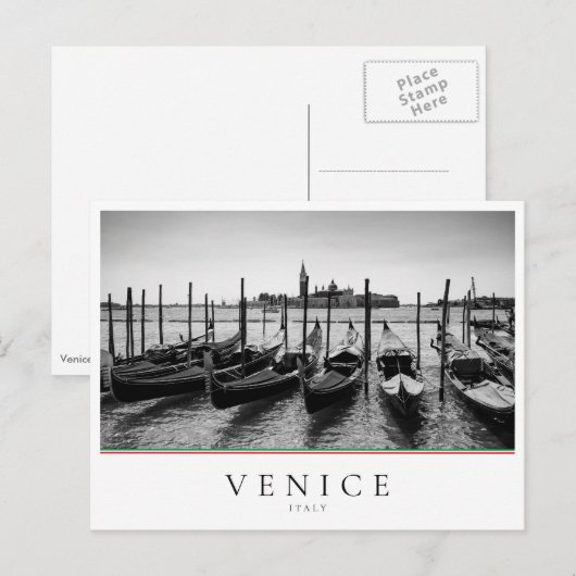 Gondels in Venetië in zwart-wit Briefkaart (Voorkant / Achterkant)
