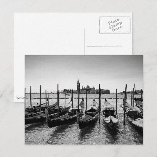 Gondels in Venetië in zwart-wit Briefkaart (Voorkant / Achterkant)