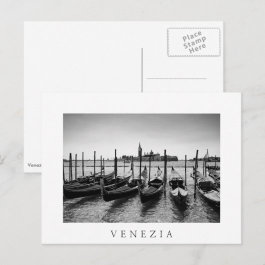 Gondels in Venetië in zwart-wit Briefkaart (Voorkant / Achterkant)