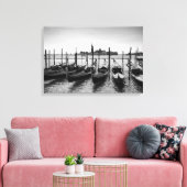 Gondels in Venetië in zwart-wit Canvas Afdruk (Insitu (Woonkamer))