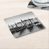 Gondels in Venetië in zwart-wit Kartonnen Onderzetters (Schuin)