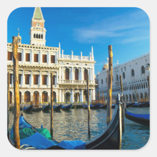 Gondels op Grand Canal bij Doge's Paleis Vierkante Sticker