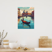 Gondeltocht in Venetië met historische gebouwen Poster (Keuken)