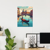 Gondeltocht in Venetië met historische gebouwen Poster (Thuiskantoor)