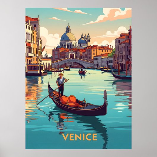 Gondeltocht in Venetië met historische gebouwen Poster (Voorkant)