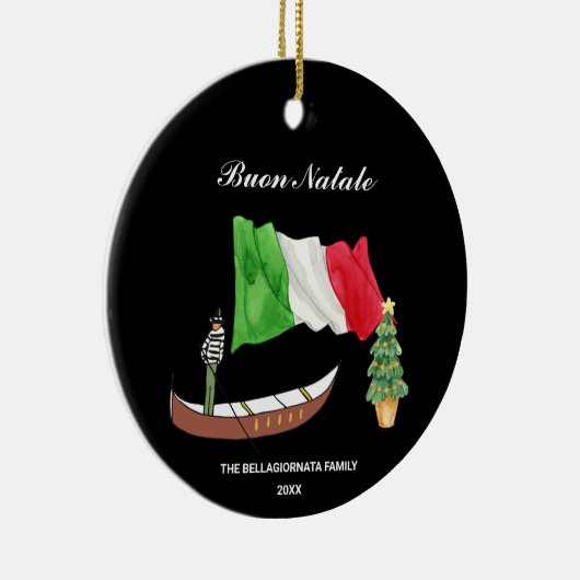 *~* Gondola Flag Italië Buon Natale Fotokerstmis Keramisch Ornament (Rechts)