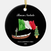 *~* Gondola Flag Italië Buon Natale Fotokerstmis Keramisch Ornament (Voorkant)