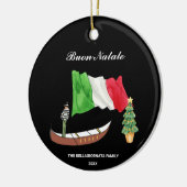 *~* Gondola Flag Italië Buon Natale Fotokerstmis Keramisch Ornament (Links)