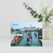 Gondola rijdt in Venetië Briefkaart (Staand voorkant)