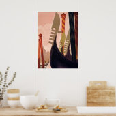  Gondolas Canal Venetië Italië Reizen Poster (Keuken)