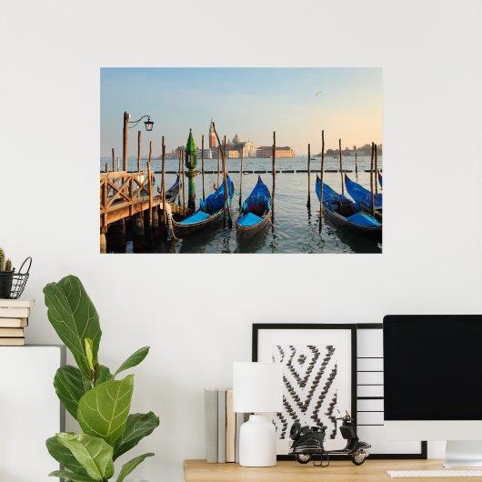 Gondolas in het poster van Venetië (Thuiskantoor)