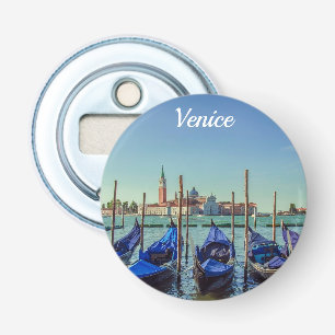 Gondolas in Venetië, Italië Button Flesopener