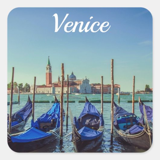 Gondolas in Venetië, Italië Vierkante Sticker (Voorkant)