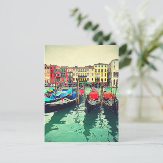 Gondolas On Grand Canal, Venetië, Italië. Retro Briefkaart (Staand voorkant)