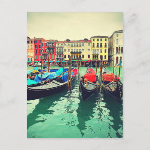 Gondolas On Grand Canal, Venetië, Italië. Retro Briefkaart