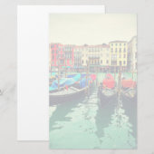Gondolas On Grand Canal, Venetië, Italië. Retro Briefpapier (Voorkant / Achterkant)