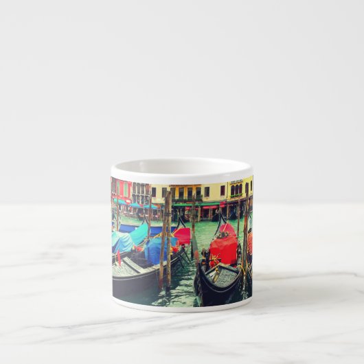 Gondolas On Grand Canal, Venetië, Italië. Retro Espresso Kop (Voorkant)