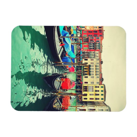Gondolas On Grand Canal, Venetië, Italië. Retro Magneet (Horizontaal)