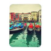 Gondolas On Grand Canal, Venetië, Italië. Retro Magneet (Verticaal)