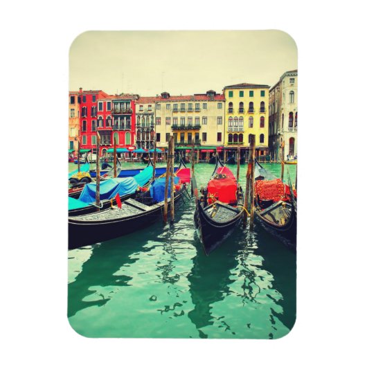 Gondolas On Grand Canal, Venetië, Italië. Retro Magneet (Verticaal)