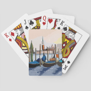 Gondolas ondergebonden door St Marks Square Venice Pokerkaarten