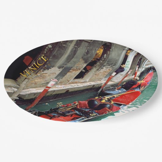 Gondolas op een Venetiaans kanaal Papieren Bordje (Gekanteld)