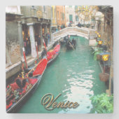 Gondolas op een Venetiaans kanaal Stenen Onderzetter (Voorkant)