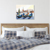 Gondolas Tethered by St Marks Square Venice Canvas Afdruk (Insitu (Slaapkamer))