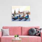 Gondolas Tethered by St Marks Square Venice Canvas Afdruk (Insitu (Woonkamer))
