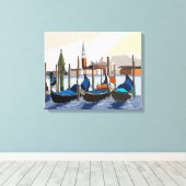 Gondolas Tethered by St Marks Square Venice Canvas Afdruk (Insitu (Houten vloer))