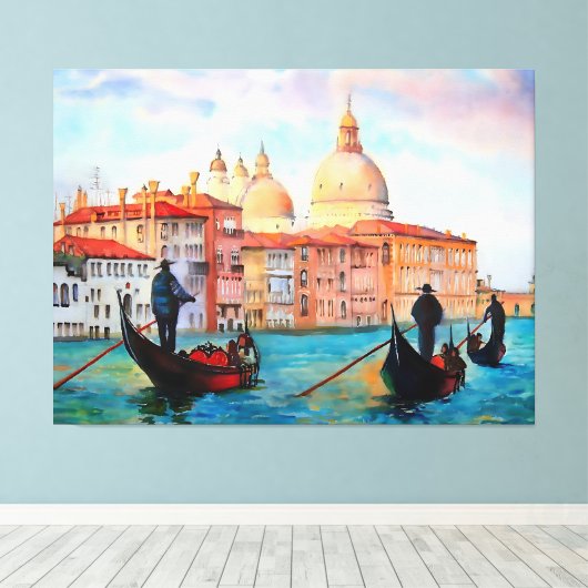 Gondolas van Venetië Canvas Afdruk (Insitu (Houten vloer))