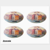 Gondolier aan het Canal Grande, Venetië, Italië Ovale Sticker (Vel)