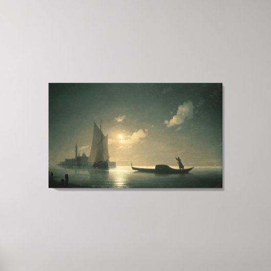 Gondolier bij Zee van Night, 1843 Canvas Afdruk (Voorkant)