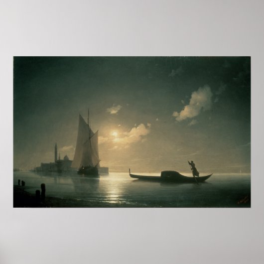 Gondolier bij Zee van Night, 1843 Poster (Voorkant)