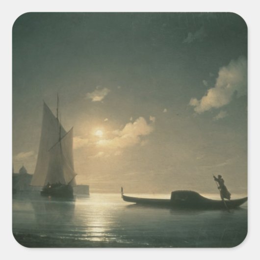 Gondolier bij Zee van Night, 1843 Vierkante Sticker (Voorkant)