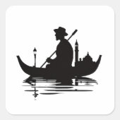 Gondolier in gondola in Venetië, Italië Vierkante Sticker (Voorkant)
