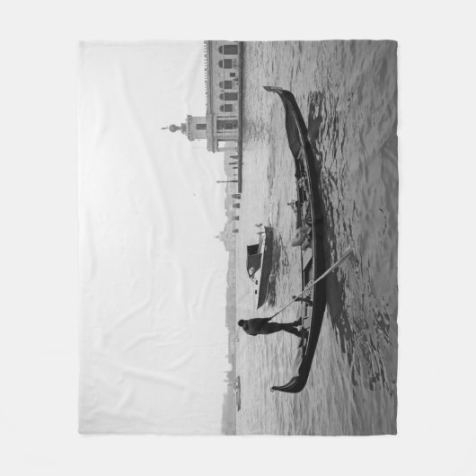 Gondolier Venice Italië zwart-wit landschap P Fleece Deken (Voorkant)