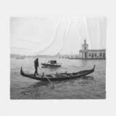 Gondolier Venice Italië zwart-wit landschap P Fleece Deken (Voorkant (Horizontaal))