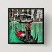 Gondolier Vierkante Button 5,1 Cm (Voorkant)