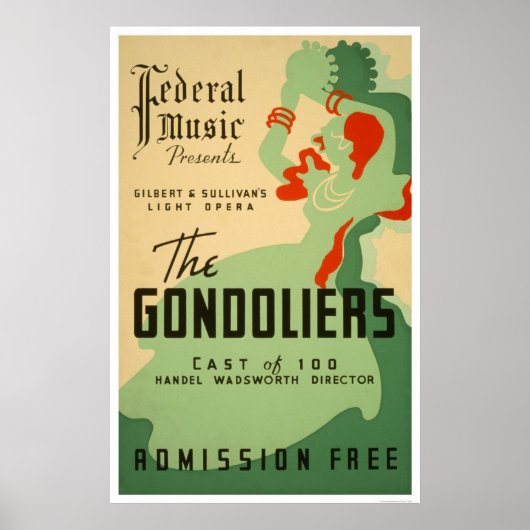 Gondoliers Opera 1937 WPA Poster (Voorkant)