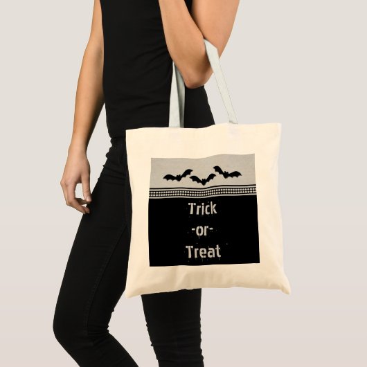 Gone Batty Halloween Bag, Light Grey Tote Bag (Voorkant (product))