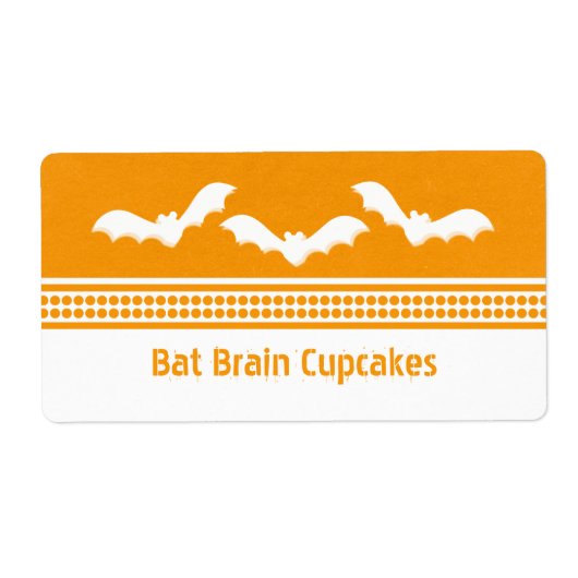 Gone Batty Halloween Baking Labels, Oranje & wit Etiket (Voorkant)