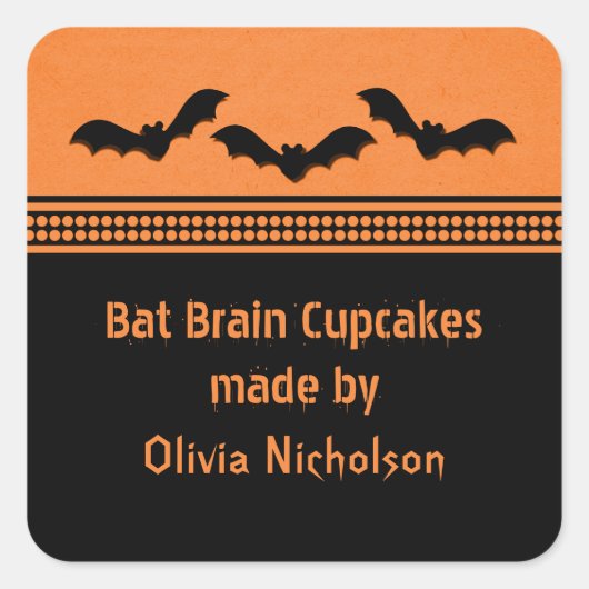 Gone Batty Halloween Baking Stickers, Oranje Vierkante Sticker (Voorkant)