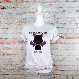 Gone Batty Halloween Black Kitten met BBT Wings T-shirt