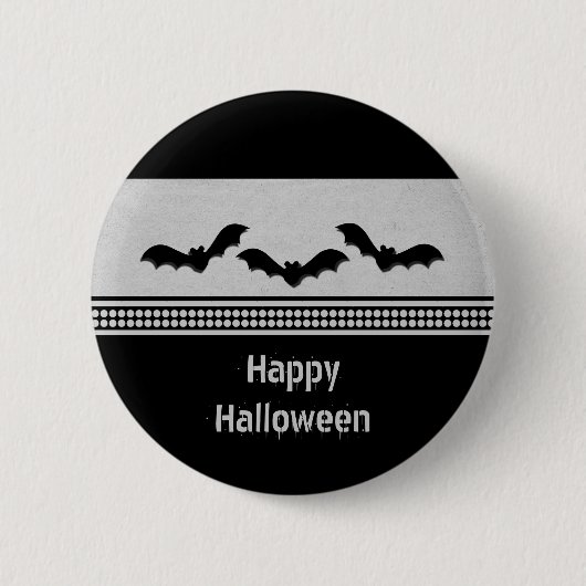 Gone Batty Halloween Button, Light Grey Ronde Button 5,7 Cm (Voorkant)