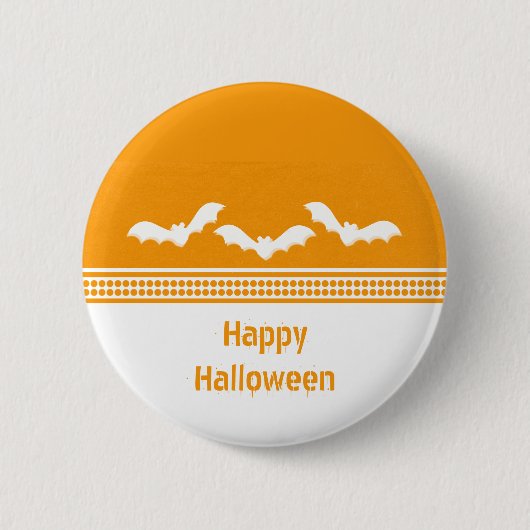 Gone Batty Halloween Button, Oranje & wit Ronde Button 5,7 Cm (Voorkant)